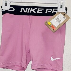 Nike Girls' Pink Compression Leggings with Black Waistband